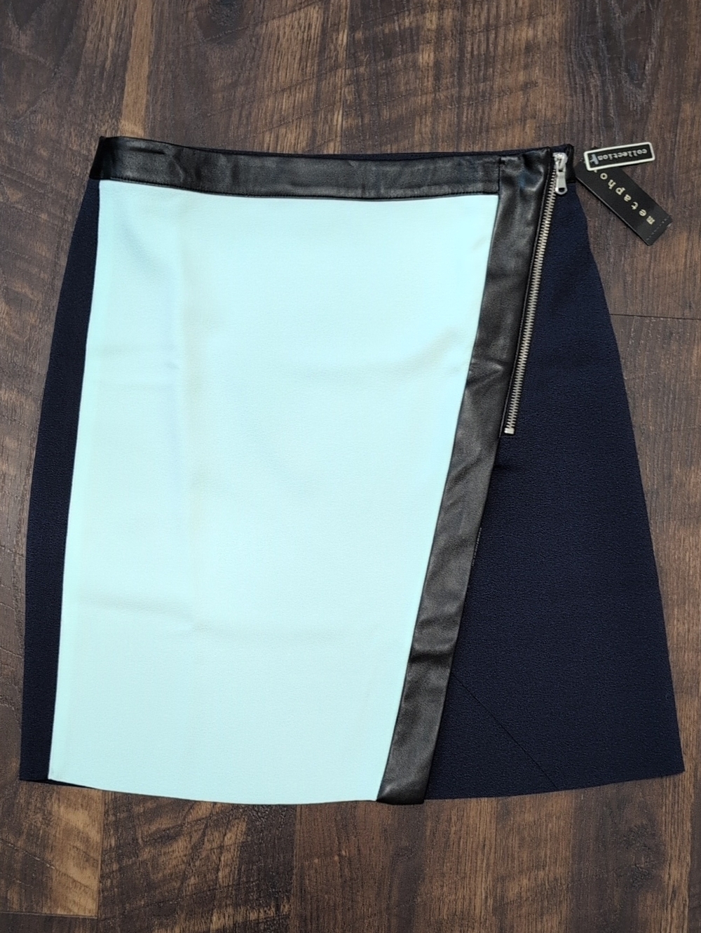 Metaphor Asymmetrical Leather Trim Skirt Nwt